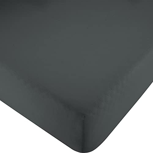 Erwin Müller Spannbettlaken, Spannbetttuch Renforcé Würzburg, Uni anthrazit Größe 90x190 cm - 100x200 cm - strapazierfähig, formbeständig, mit Rundumgummi