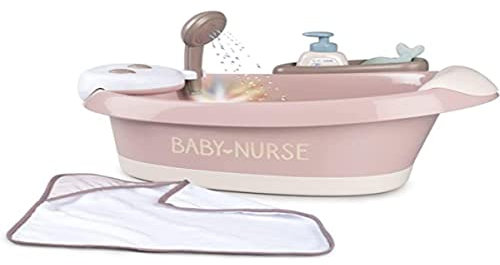 Smoby - Baby Nurse Puppen-Badewanne - Wanne mit elektronischen Funktionen und viel Zubehör, Puppen-Zubehör für Puppen bis 42 cm, für Kinder ab 3 Jahren, Lila, 220362