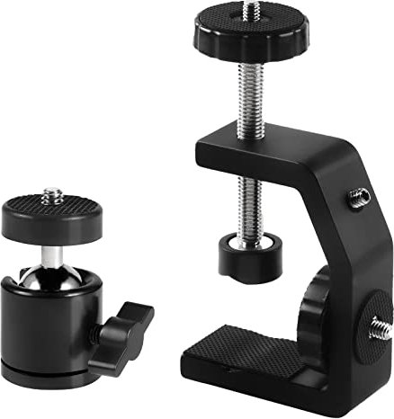Sequpr Abrazadera Super para Cámara con Rótula de Trípode Giratoria de 360 Grados Abrazadera en C Abrazadera de Soporte para Cámara DSLR Flash Monitor Luz LED Proyector