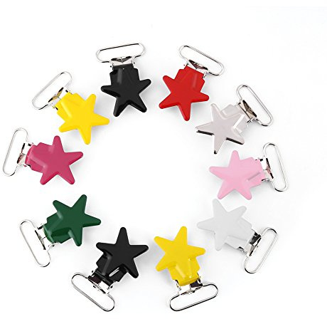 Clips De Metal Para Chupete, 10 Piezas De Pentagrama Duradero, Clip De Tirantes Para Niños, Sujetadores De Soporte De Correas Para Suministros De Fabricación De Bricolaje Con Clip (color Mixto)