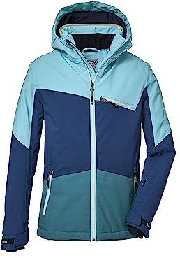 killtec Mädchen Skijacke/Funktionsjacke mit abnehmbarer Kapuze und Schneefang, wasserdicht KSW 182 GRLS SKI JCKT, helltürkis, 128, 39904-000