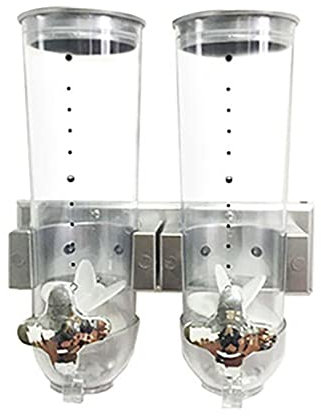 SABUIDDS 2×1.5L Müslispender Cerealienspender Cornflakesspender Müsli Spender Doppelt-Spender für Müsli, Cornflakes & Süßigkeiten, Wandmontage, Kunststoff, Silber