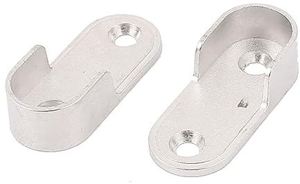 TOP-VIGOR 16mm Dia Oval Closet Rod End Supports, Zinc Alloy 2Pcs Wardrobe Rail Bracket, Hanging Rail Rod Fittings Wardrobe Flange Bracket Holder