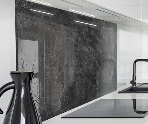 timalo Spritzschutz Wand für Herd, Küche Küchenrückwand Glasoptik | Acryl Glas 2mm | Glasrückwand Acrylglas Wandpaneele Rückwandschutz Platte | 80x60cm Schieferplatte