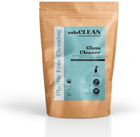 Soluclean Glass Cleaner, Plastic Free Cleaning (One Packet of 10 Sachets)