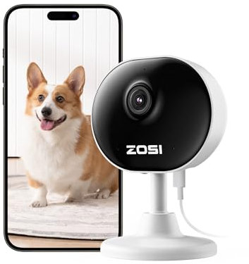 ZOSI 1080P Innen WLAN Überwachungskamera mit Plug-in-Strom, Lokale KI für Person/Bewegungen, Magnetfuß, 2,4GHz WiFi, 2-Wege-Audio, IR Nachtsicht, C688