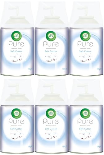 Air Wick Automatischer Lufterfrischer, Freshmatic Spray, Nachfüllpackung, frische Baumwolle, Packung 6 x 250 ml, natürliche ätherische Öle, Lufterfrischer
