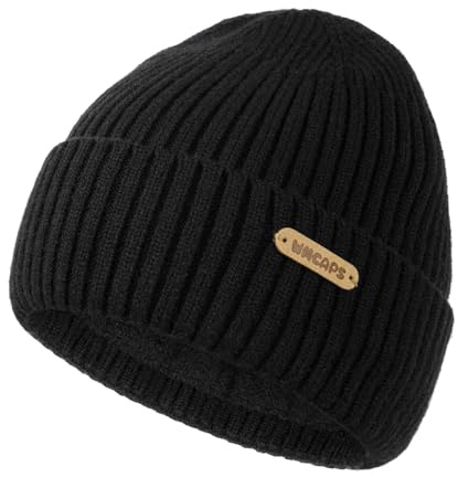 Wmcaps Berretto invernale foderato in pile per bambini dai 2 ai 12 anni, morbido e caldo, cappello di lana con risvolto, per feste di compleanno, regali di Natale, per bambini di 2-12 anni, Nero , M