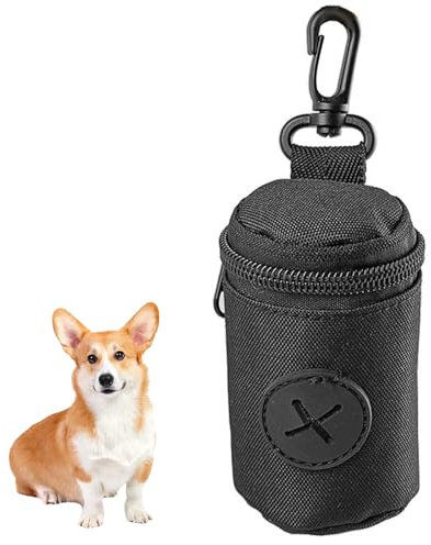 WOLMIK Kotbeutelspender für hunde, Hundekotbeutelspender, hundetüten spender mit Karabinerhaken, Hundekotbeutel-Spender Passt jede Hundeleine für Gassi Laufen - Schwarz