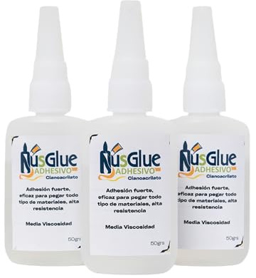 NusGlue Kit 3 Unidades x 50g – Pegamento Cianoacrilato Profesional | Adhesivo Instantáneo Ultra Fuerte para Plástico, Madera, Metal, Cerámica, Goma | Secado Rápido | Alta Resistencia