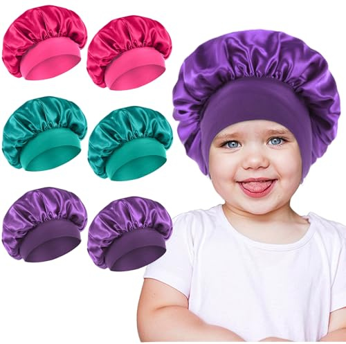 HekouJiub 6 st satäng babyhätta för att sova, elastisk barnhätta för småflickor och pojkar, cyan, varm rosa, lila, one size