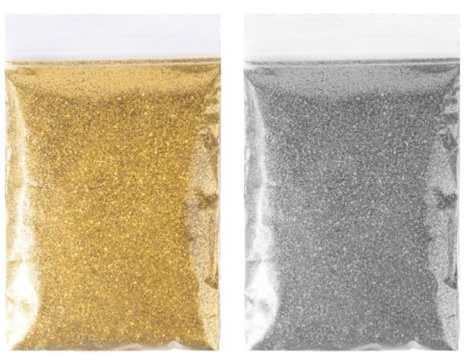 JchEnye Set di 100 g di vernice glitterata in polvere oro e argento Fai da te Artigianale Decorativa Nail Art Glitter Party, Natale, Matrimonio, Compleanno Decorativa Polvere dorata