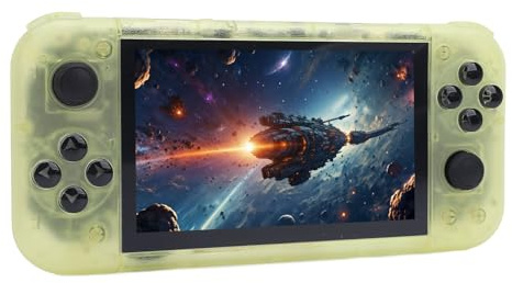 POENVFPO Consola Retro, Interfaz Multimedia HD, Videoconsola Estilo Clásico, Salida TV para Familias, Niños y Reuniones en Casa (Amarillo Transparente)
