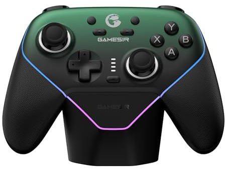 GameSir Super Nova Wireless Gaming Controller for PC/Switch/iOS/Android, Hall Effect Stick & Trigger, RGB Lighting, Swappable ABXY, Detachable Faceplate, 1000mAh with Charging Dock - Green
