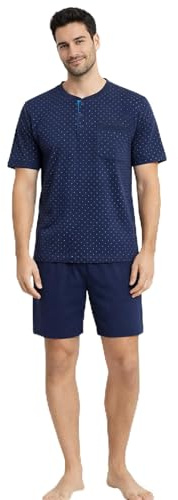 Intimitaly Vanuè - Pigiama Corto Uomo Estivo, Cotone Leggero, Maglia e Pantalone, Comfort-Fit, Traspirante
