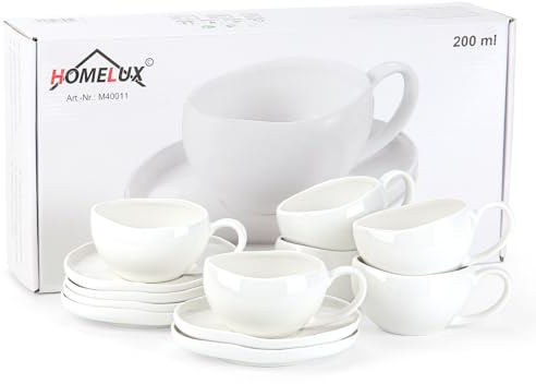 Cappuccinokoppar, 200 ml kaffekoppar med tefat, kaffeservis för 6 personer, cappuccino-koppset, kaffemuggar, keramik för kaffeälskare, cappuccino, latte, amerikansk och te, vit