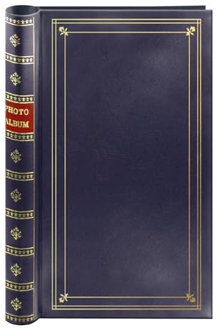 Spiral Bound Photo Album 300 Bi-Directional Memo Pockets Hold 4x6 Photos, Navy Blue