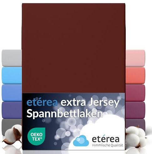 etérea Premium Spannbettlaken 240x220cm Bordeaux – extra Jersey Spannbetttuch bis 35cm Höhe – 160 g/m² gekämmte Baumwolle – Boxspring & Wasserbett Bettlaken