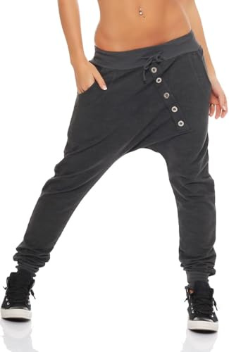 Malito Mujer Pantalones Jogging Tapeta de Botones Pantaloni Deporte 7398 (Gris Oscuro)