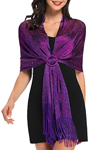 vimate Womens Wraps and Shawls for Evening Wear, Violet Purple Sparkly Shawls and Wraps for Evening Party Dresses(UK-Purple)