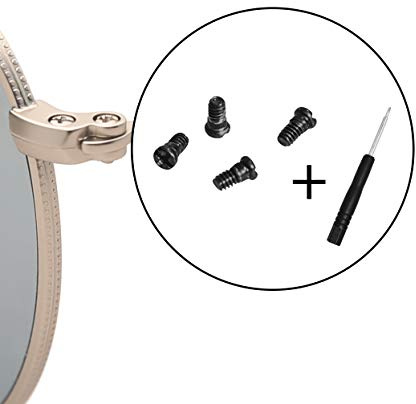 Ersättningsskruvar för Ray-Ban Aviator RB3025 3025 solglasögon reparationssats (4 stycken), inkl. skruvmejsel (svart)