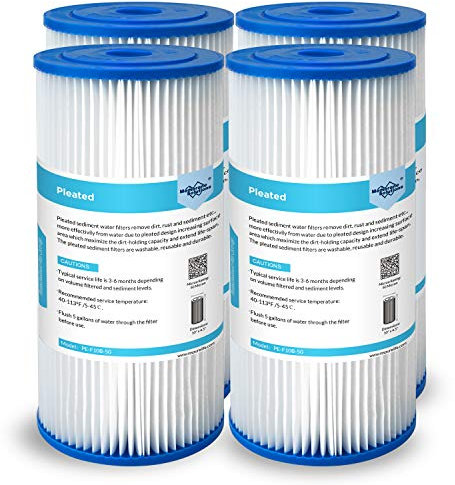 Membrane Solutions 50 Micron Pleated Water Filter Home 10x4.5 Whole House Heavy Duty Sediment Replacement Cartridge Compatible with ECP10-1,ECP20-BB,R50-BBSA,FXHSC,CB1-SED10-BB (4 Pack)