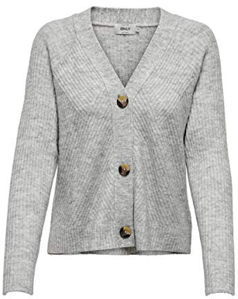 ONLY Damen Onlcarol L/S KNT Noos Cardigan, Light Grey Melange, XS EU