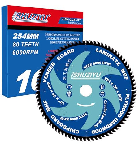 Lshuziyu, 254mm 80T, Qualité Industrielle, Trait Fin 2.0mm, Trou Central 30mm, Lame De Scie Circulaire, Pour Couper Le Bois, Les Panneaux De Particules, Le MDF, Etc.