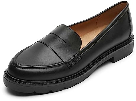 Rockport womens Kacey Penny Loafer, Black Leather, 8 US