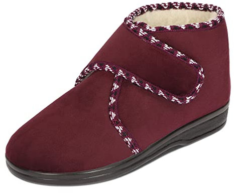 BAWAL Damen Warme Hausschuhe Winterschuhe Velours Gefüttert mit Wolle Klettverschluss 36 37 38 39 40 41 EU (Burgunderrot, EU Schuhgrößensystem, Erwachsene, Numerisch, M, 39)