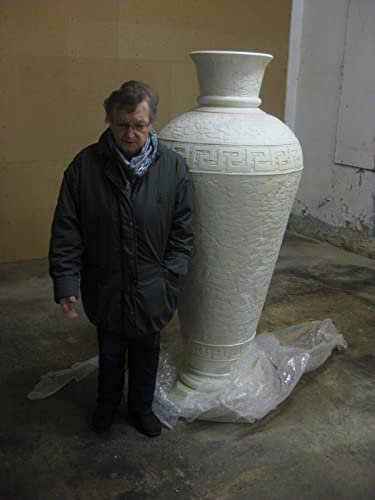 Jarrón griego ánfora tamaño real Medusa altura 175 cm para interior y exterior Color: blanco