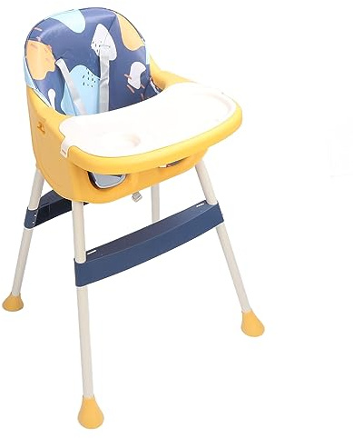 Trona para Niños Pequeños, Ajustable, Arnés de Seguridad Antideslizante, Uso Multifuncional para Mesa y Silla de Comedor, Amarillo y Azul