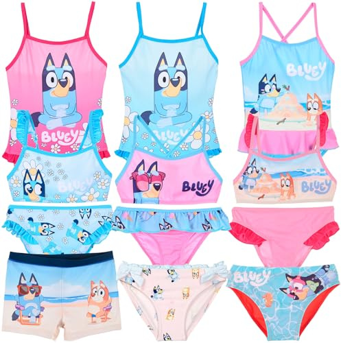 BlueY - Bambina Costume da Bagno Intero 1 Pezzo o Bikini 2 Pezzi Monokini - Bambino Slip Pantaloncino Parigamba Boxer Mare Piscina - Licenza Ufficiale [1961 Boxer Rosso - 4 Anni]