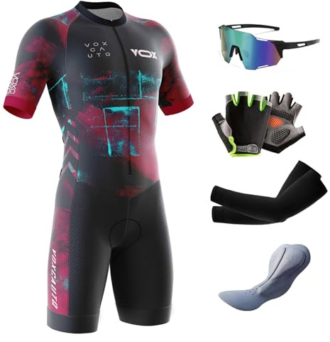 Cykling, skinndräkt, gel, vadderad, triathlon kostym, herr, triathlon triathlon tri-dräkt, kortärmad, snabbtorkande, cykling skinndräkt med 3 bakfickor, för cykelträning, Typ-7, M