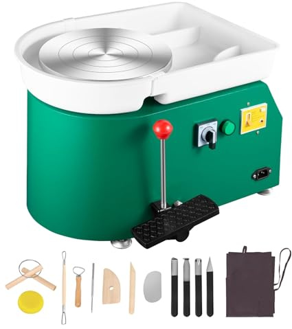 Donken Pottery Wheel, 350W Pottery Wheel Kit for Adults, 25cm Turntable, Clay Tools Set, Detachable Basin, Adjustable Speed Pedal and Handle for Beginners (Green)