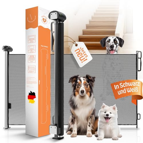 petpurry® Treppenschutzgitter Türschutzgitter - schwarz - Treppenschutzgitter ausziehbar 0-140cm - Treppenschutz für Haustiere und Kinder - Geeignet für Treppen und Türen