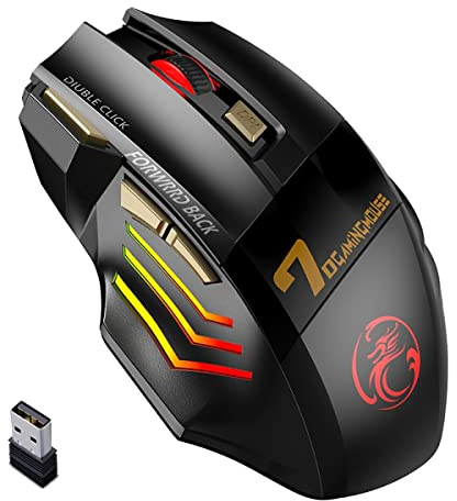 CosyCaya RatóN InaláMbrico Gamer para Computadora 2.4G RGB RatóN Recargable para Juegos RatóN USB Bluetooth Ratones ErgonóMicos Silenciosos