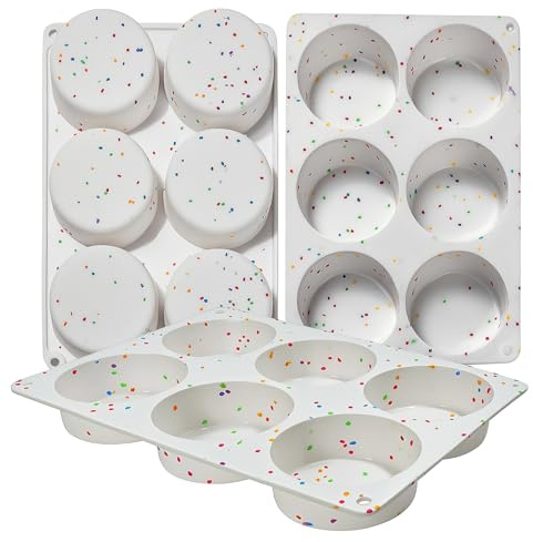 Dootafy Silicone Egg Bite Molds, 3 Pack Deep 3 Inch Round Molds for Egg Breakfast Sandwiches, Omelets, Dinner Rolls, Baking - White
