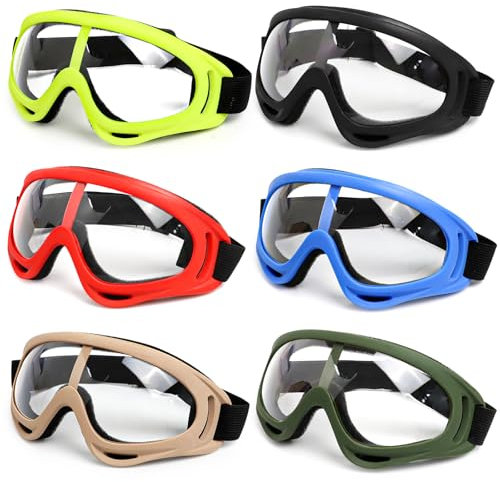 Lot de 6 Lunettes de Sécurité pour Enfants Réglables, Lunette Protection Bricolage Anti-Buée, Enfants Lunettes de Protection Coupe-Vent, pour Le Travail en Laboratoire, pour Le Garçon et Fille