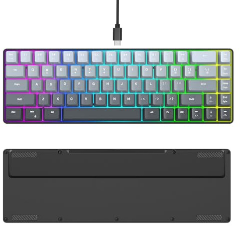 Plyisty 68 Nyckel Gradual Colors -tangentbord med 18 Justerbara RGB -bakgrundsbelysta Lägen, Injektionstangentkapt Wired Mechanical Gaming -tangentbord Stöd Multimediafunktion (Lutningssvart)
