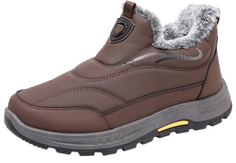 Generiska vinterskor herr fodrade, snöstövlar herr fodrade, snöskor platta herrlöparskor slip-on trekkingskor halkfria promenadskor, lätta slip-on skor varma