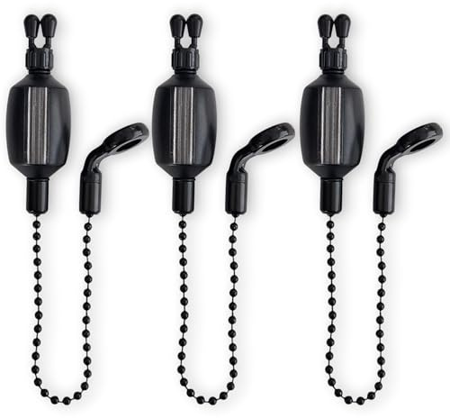 TJR Tackle 3 x Pro Ace II Bite Indicators Bobbins Short 14cm Chain For Fishing Bite Alarms 3 colour options (Black)