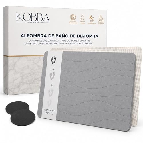 KOBBA Premium Alfombra Diatomita Baño 60x40cm con Kit de Mantenimiento
