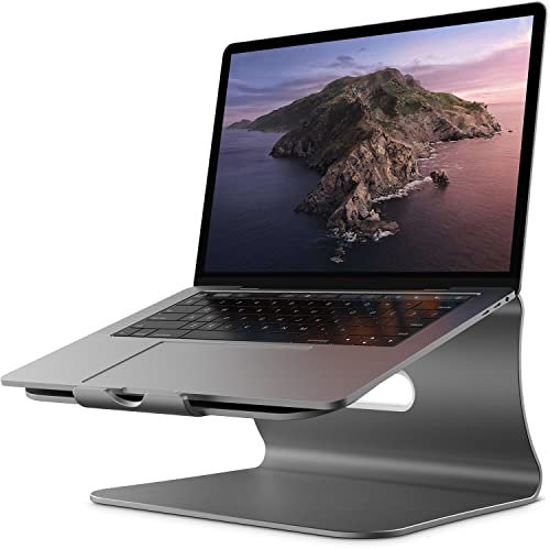 Laptopständer, Aluminium-Notebookhalter, Heat-Vent für MacBook Air/Pro, Dell, HP, Lenovo, Microsoft Surface, Samsung 11-16 Zoll Notebook Grau (patentiert)