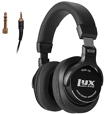 LyxPro HAS-15 Studio Headphones Closed-Back Over the Ear Headphone with Detachable Cables,Black, Sound Isolation, Professional Studio Recording, Music Listening