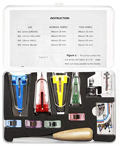 Seawhisper Schrägbandformer Set Schrägband Nähfuß Schneiderahle Pins Nähen Stoffklammern Herstellung von Schrägband 25mm 18mm 12mm 6mm 4er Tape Maker Set