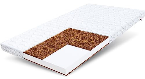 FDM Baby Coco 2 Schaumstoffmatratze 60 x 120 cm Kindermatratze Härtegrad H3 (Mittelhart) 9 cm Höhe Komfortschaum Kokos Matratze Zweiseitig Abnehmbarer Bezug Waschbar
