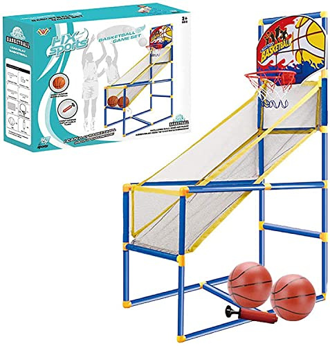 Kidoloop 2-in-1 Basketball Hoop Arcade Game for Kids (122 cm) Wall Mounted Baketball Hoop with 2 Basket Balls & Air Pump, Easy Assemble - Family Party Sports Activity Set for Children 3+ Years