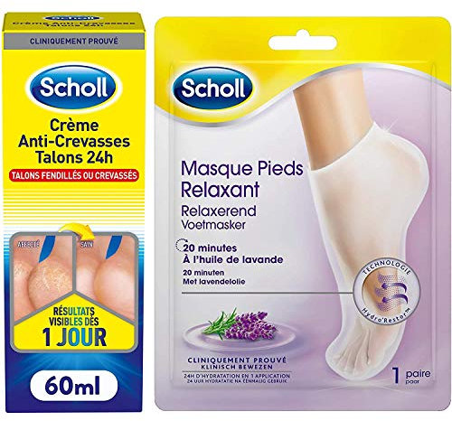 SCHOLL Crème Anti-Crevasses Talons + Masque Pieds Hydratant huile de lavande