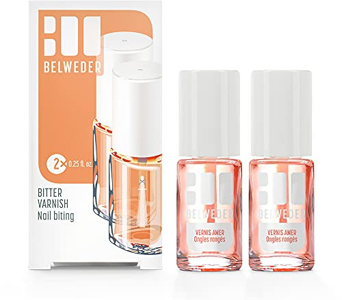 BELWEDER - Bitterstoff Nagellack gegen Nägelkauen 2 x 7,5ml - Nagellack Transparent mit Bitterem Geschmack 48 Stunden - Nagelpflege mit Schutzwirkung
